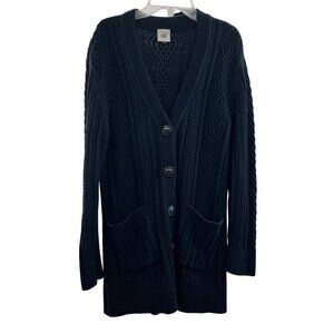 Cabi Knit Cardigan Navy V-Neck Button Up Long Sleeve Size Small